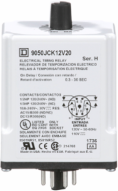 Harmony Timer, On Delay, 0.3-30 Sec, 10A, 120/240V AC/DC