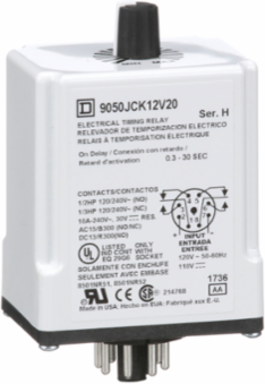 Harmony Timer, On Delay, 0.3-30 Sec, 10A, 120/240V AC/DC