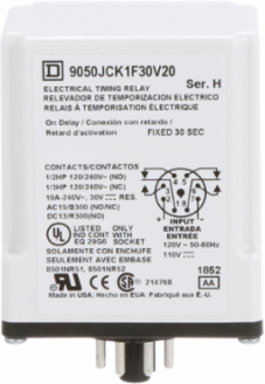Timing Relay JCK, 30 Seconds Delay, 10A, 120V AC/110V DC