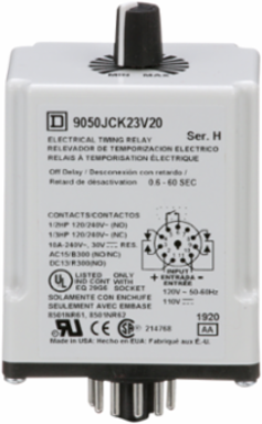 Timing Relay, Off Delay, 0.6-60 Sec, 10A, DPDT