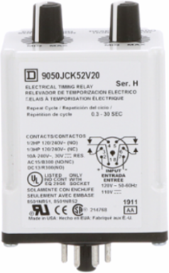 JCK Plug-In Timer, 10A, 0.3-30s Repeat Cycle, 120V AC/110V DC