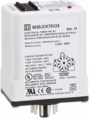 Timer Relay, Type JCK, 10A, 240 VAC, Programmable, 0.5 Sec to 999 Hrs