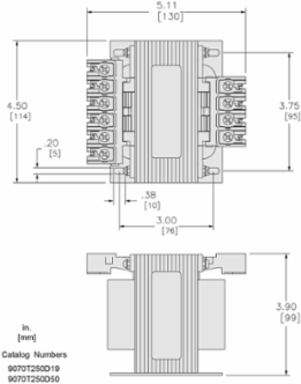 Type T Industrial Control Transformer 250 VA 1 Phase 240-600 V