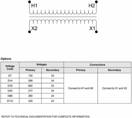 Transformer, Type T, industrial control, 300VA, 1 phase, 208V primary, 24V secondary, 80C rise