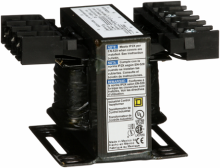 Type T Industrial Control Transformer, 50VA, 1 Phase, 208/240/277/380/480V Primary, 24V Secondary