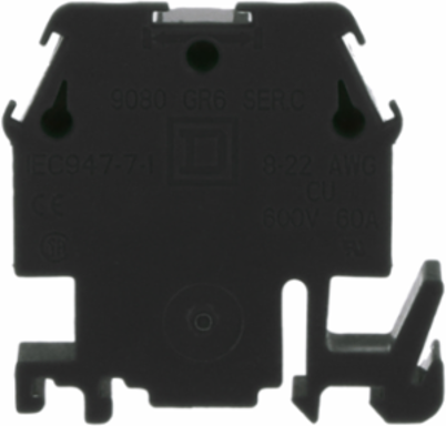 Linergy Terminal Block, 60A, 600V, Black, Copper AWG 22-8