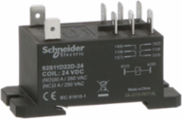 Power Relay, DPDT, class F coil insulation, DIN rail and panel mount cover, 30A, 24V DC, 2 C/O