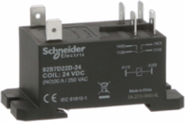 Power Relay, DPST-NO, class F coil insulation, DIN rail and panel mount cover, 30A, 24V DC, 2NO