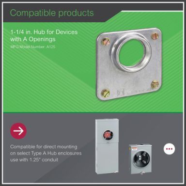 Series A Rainproof Hub for 1.25 Inch Wire, 3.31 Inch Height