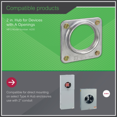 Series A Hub Accessory, 2.00 Inch Wire Size, Rainproof, 3.31 Inch Height