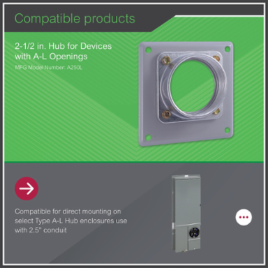 Hub Accessory 2.5 Inch Conduit Entry, Series A-L, Rainproof, UL Listed