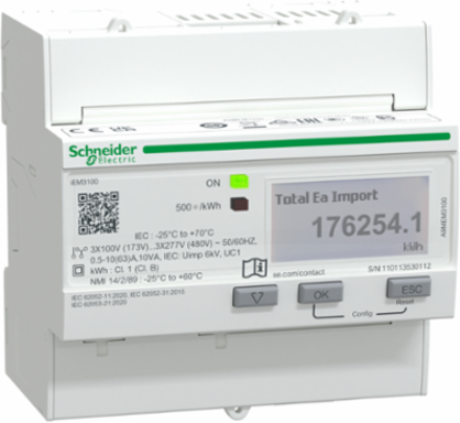 Acti9 iEM3000 Energy Meter, 63 A, LCD Display, DIN Rail Mounted
