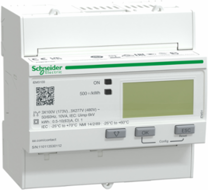 Acti9 iEM3000 Energy Meter, 63 A, LCD Display, DIN Rail Mounted