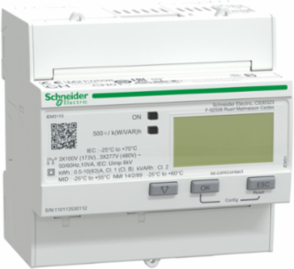 Acti9 Energy Meter 63 A 1 Pulse MID, 3P, DIN Rail, LCD Display