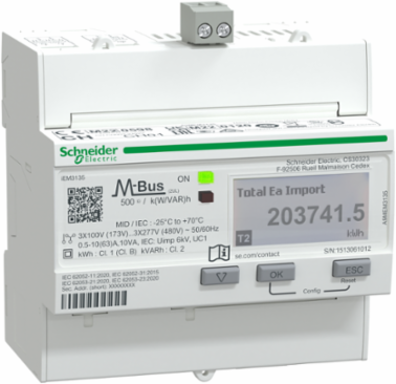 Acti9 iEM3000 Energy Meter 63A M-Bus LCD Display Multi-Tariff