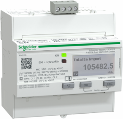 Acti9 iEM3155 Energy Meter, 63A, Modbus, Multi-Tariff, LCD Display