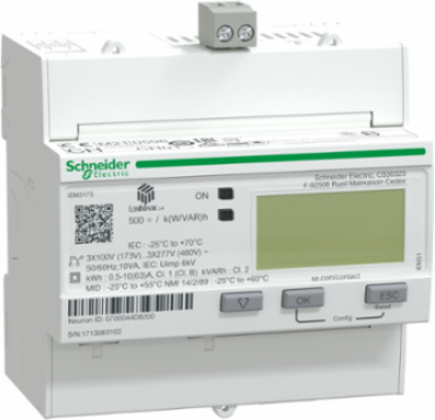 Acti9 Energy Meter, 63A, LON Communication, 3P+N, Class 1 Accuracy