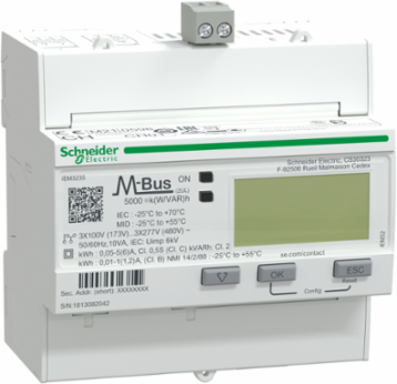 Acti9 iEM3235 Energy Meter, 3-Phase, 95 mm Height, M-Bus, Multi-Tariff