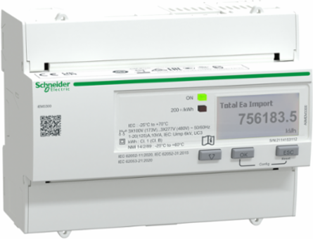 Acti9 iEM3300 Energy Meter, 125A, LCD Display, DIN Rail Mount