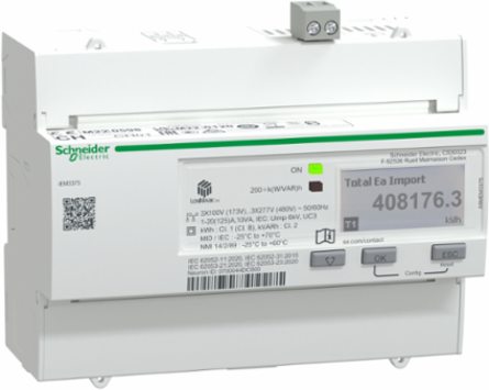 Acti9 iEM3375 Energy Meter - 125A, LCD Display, Multi-Tariff, DIN Rail Mounted