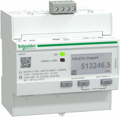 Acti9 iEM3455 Energy Meter, 3-Phase, Modbus, 1 DI, 1 DO, Class 0.5S