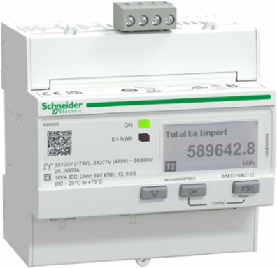 Acti 9 iEM3555 Energy Meter, 1 DI, 1 DO, Modbus, Rogowski Coil, LCD Display