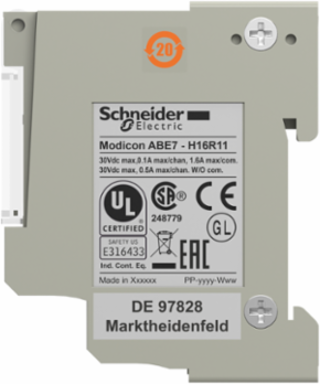 Modicon ABE7 Passive I/O Sub-Base, 16 Channels, 125mm Width