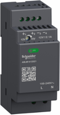 25W Regulated Power Supply, 100-240V AC, 12V, 2.1A, Rail Mounting