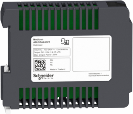 24V DC Regulated Power Supply, 100-240V AC, 2.1A, 50W, Rail Mounted