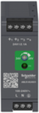 24V DC Regulated Power Supply, 100-240V AC, 2.1A, 50W, Rail Mounted