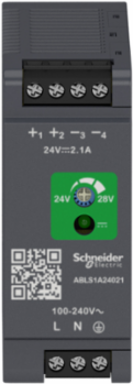 24V DC Regulated Power Supply, 100-240V AC, 2.1A, 50W, Rail Mounted
