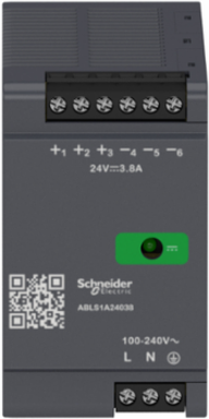 Regulated Power Supply 24V DC, 3.8A, 91.2W, DIN Rail Mounting