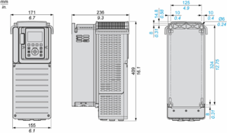 Variable Speed Drive 20hp, 600V, IP21, Wall Mount, Green Premium