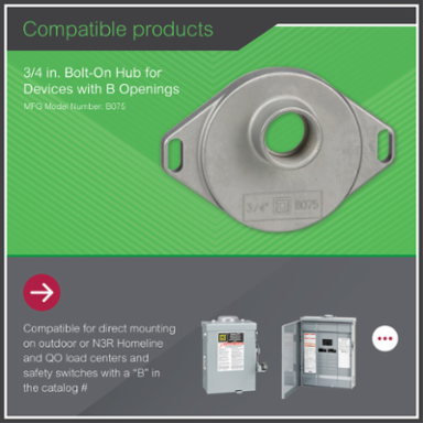 Rainproof Bolt-On Hub, 0.75 Inch, UL Listed, Conduit Entry, 1.24 Inch Height