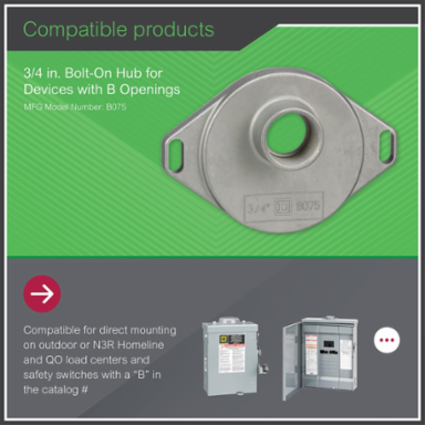 Rainproof Bolt-On Hub, 0.75 Inch, UL Listed, Conduit Entry, 1.24 Inch Height