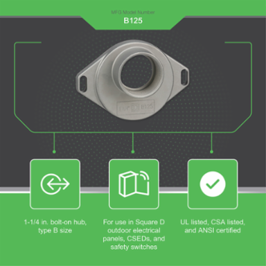 Rainproof Bolt-On Hub 1.25 Inch, UL Listed, Green Premium Product