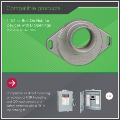 Rainproof Bolt-On Hub 1.25 Inch, UL Listed, Green Premium Product