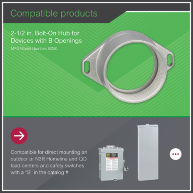 Rainproof Bolt-On Hub, 2.50 Inch Conduit Entry, UL Listed