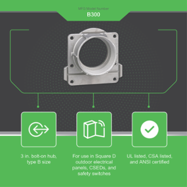 Load Center Bolt-On Hub, 3 Inch, Rainproof, UL Listed