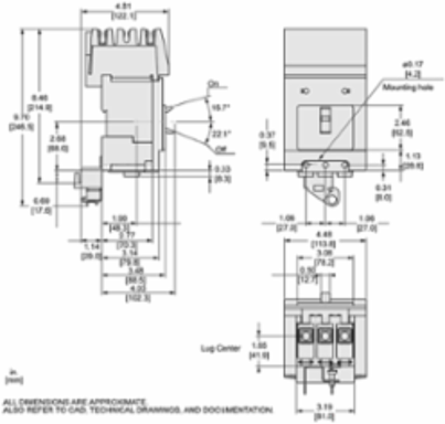 PowerPact B Circuit Breaker, 50A, 3 Pole, 600Y/347VAC, 14kA, I-Line