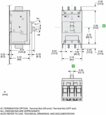 PowerPact B Circuit Breaker, 40A, 3 Pole, 14kA, Thermal Magnetic, 80%