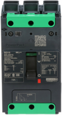 PowerPact B Circuit Breaker, 15A, 3 Pole, 14kA, Thermal Magnetic, 80% Rating