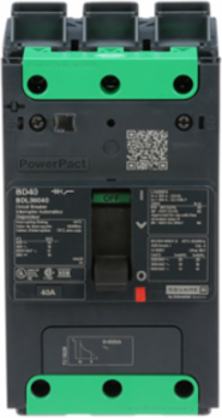 PowerPacT B Circuit Breaker, 40A, 3 Pole, 14kA, Thermal-Magnetic, 600Y/347VAC
