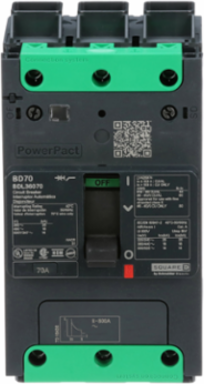 PowerPact B Circuit Breaker, 70A, 3 Pole, 600Y/347VAC, 14kA, Thermal Magnetic