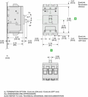 PowerPacT B Circuit Breaker 100A, 3 Pole, 600Y/347VAC, 18kA