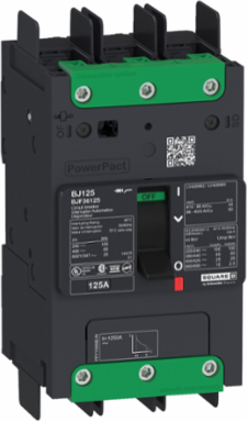 Circuit breaker, PowerPacT B, 100A, 3 pole, 600Y/347VAC, 25kA, terminal nut, thermal magnetic, 80%