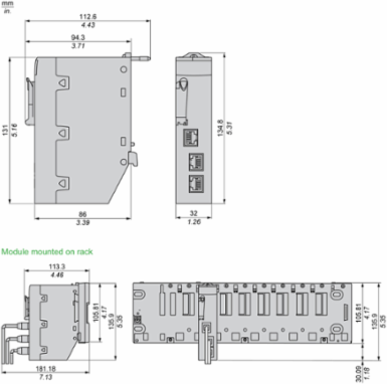 Modicon M580 Communication Module, IP20, -40 to 85  C, 0.345 kg