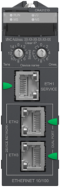 Modicon X80 Ethernet Remote I/O Drop Adaptor, 3 Ports, IP20 Rated