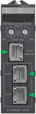 Modicon X80 Ethernet Remote I/O Drop Adaptor, 3 Ports, IP20 Rated
