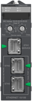 Modicon X80 Ethernet Remote I/O Drop Module, 3 Ports, IP20